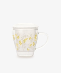 ミモザ茶漉し付き耐熱マグカップ