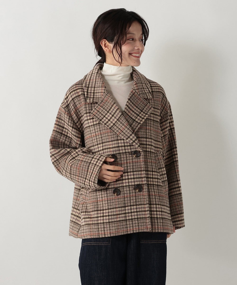 アウター チェックシャギーPコート