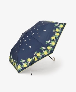 遮光率100% UVカット率100%生地使用 レモン小花晴雨兼用折りたたみ傘 日傘