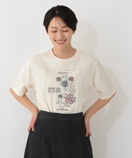 パッチワーク刺繍Tシャツ/リバティプリント