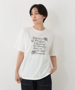 パッチワーク刺繍Tシャツ/リバティプリント