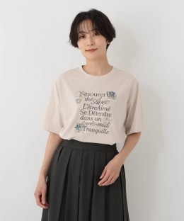 パッチワーク刺繍Tシャツ/リバティプリント