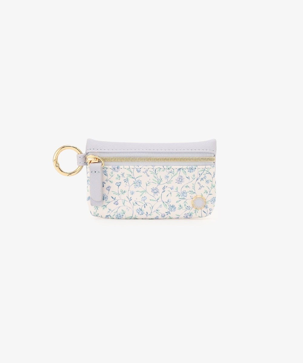 ファッション小物 フラワープリントカラビナ付きマルチケース