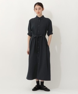 麻調シャツワンピース