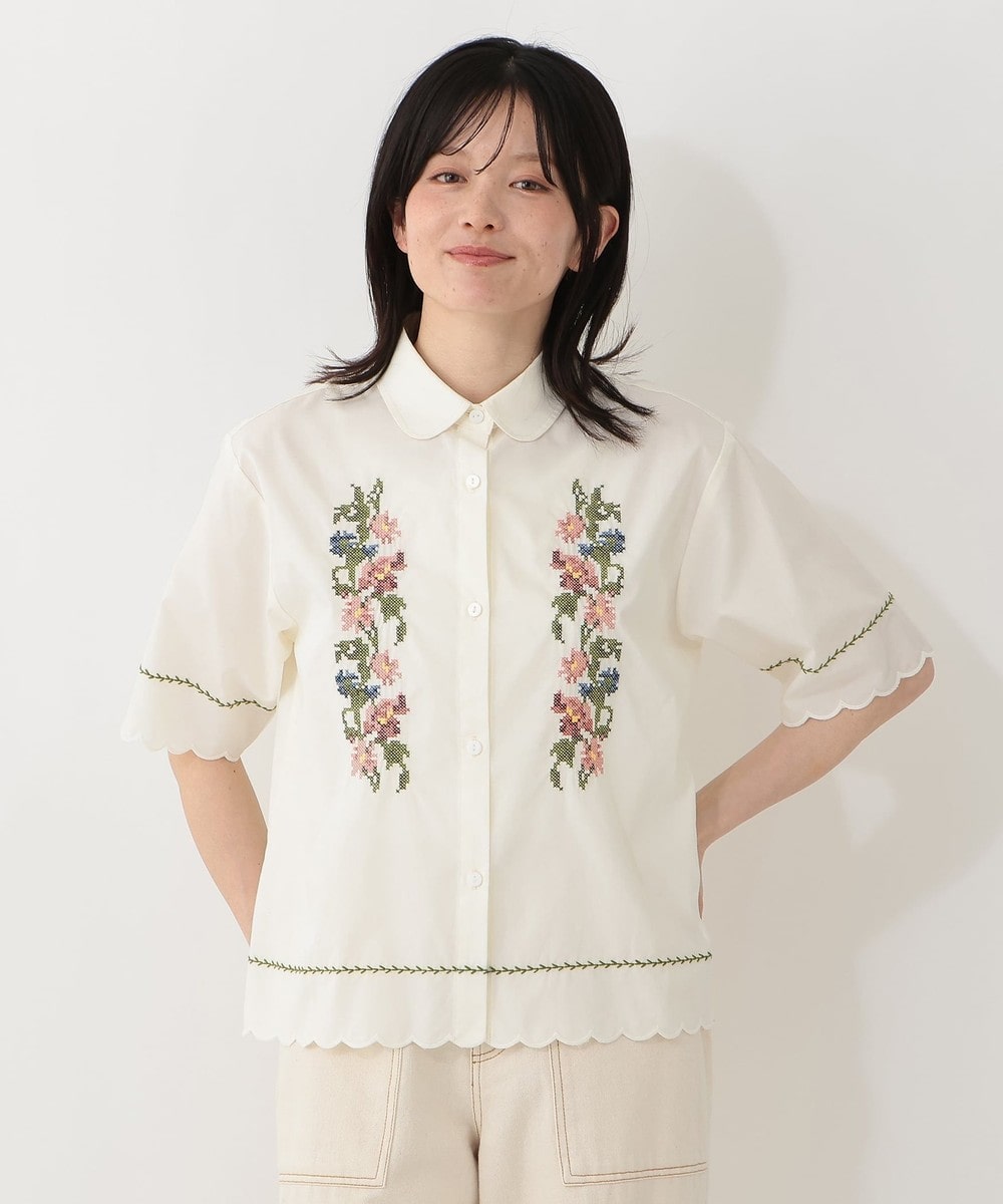 シャツ・ブラウス 刺繍丸襟ブラウス/MAISON SAJOU