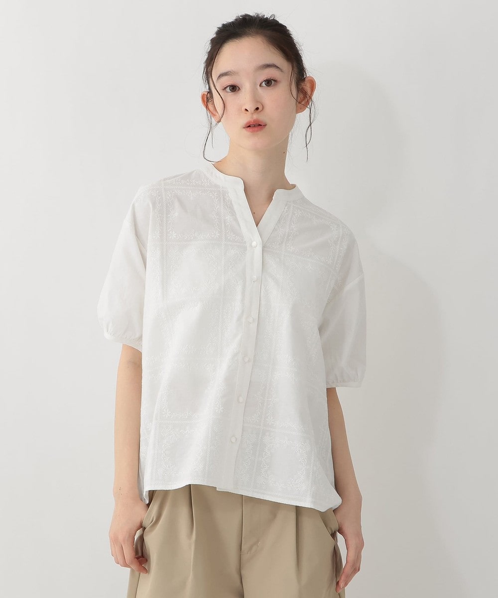 Tシャツ・カットソー 刺繍スキッパープルオーバー