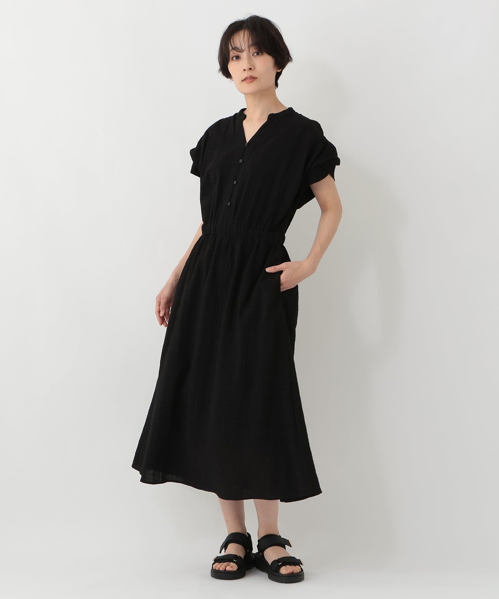 ワンピース シャドーチェックパフスリーブワンピース
