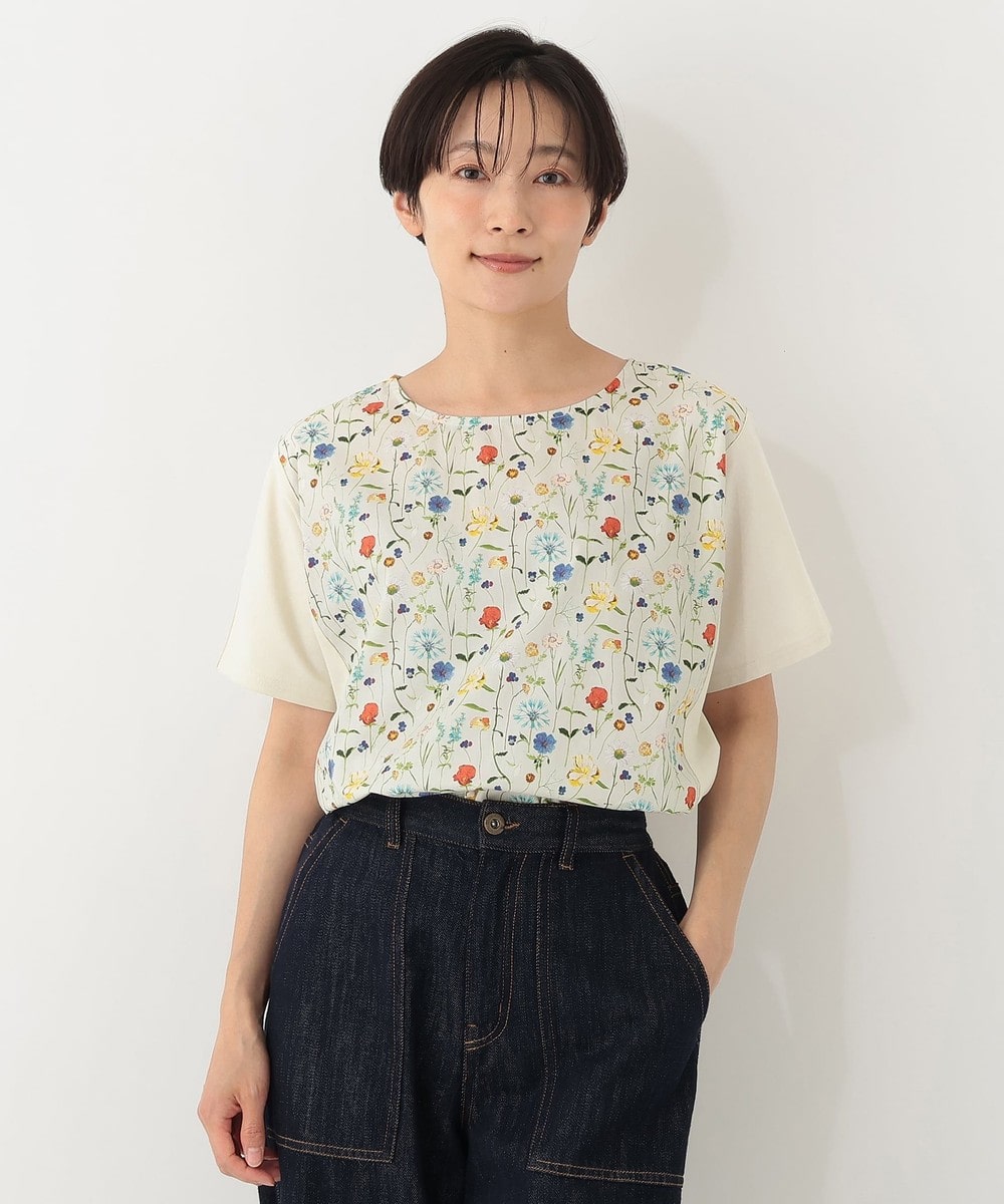 Tシャツ・カットソー 切替プルオーバー/リバティプリント