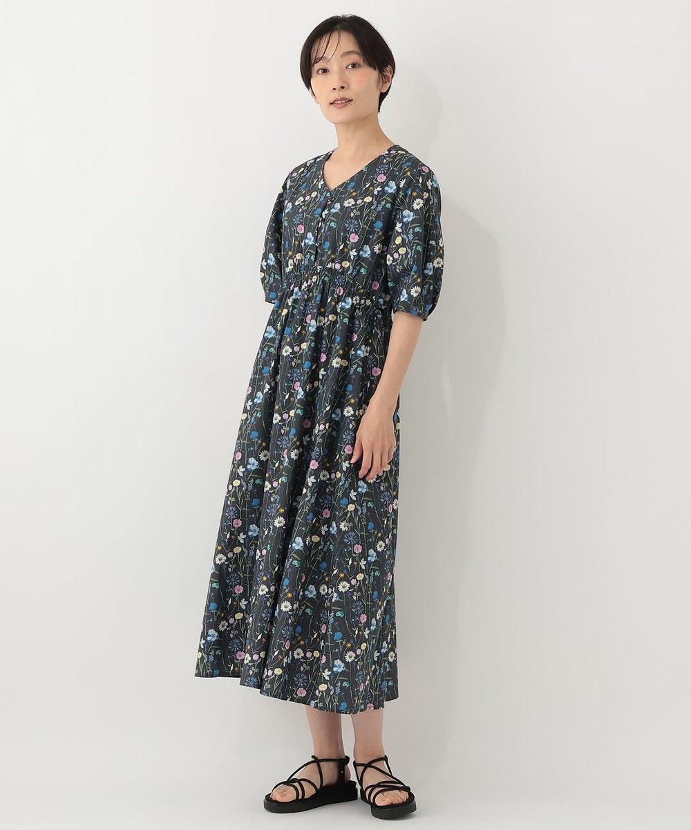 ワンピース Vネックパフスリーブワンピース/リバティプリント