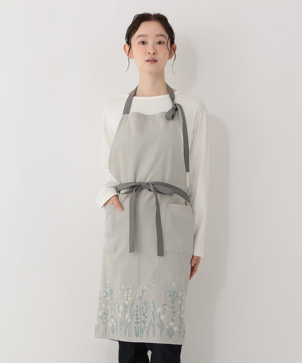 エプロン ボタニカル刺繍エプロン